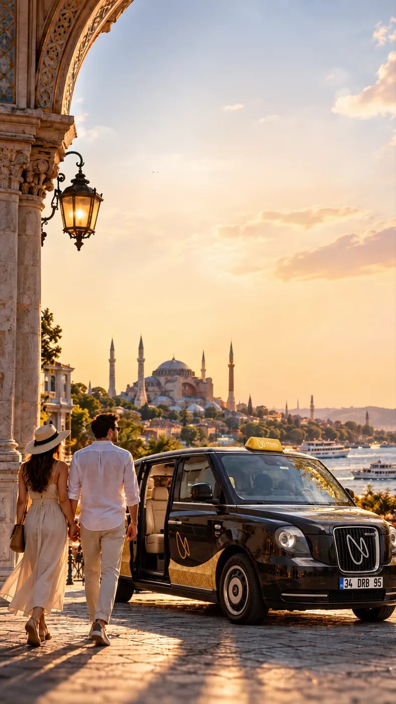 Ayasofya önünde çift ve VIP araç